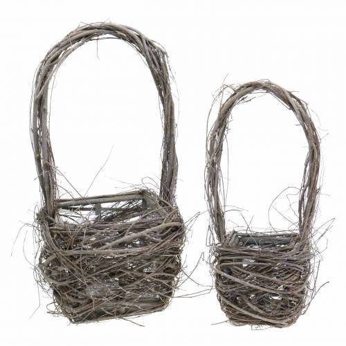 Floristik24 Decorative wicker basket with handle natural H36.5cm H45cm set of 2