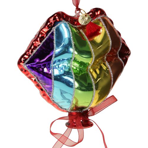 Product Colorful Christmas tree balls glass balloons heart kiss mouth 12cm 2pcs