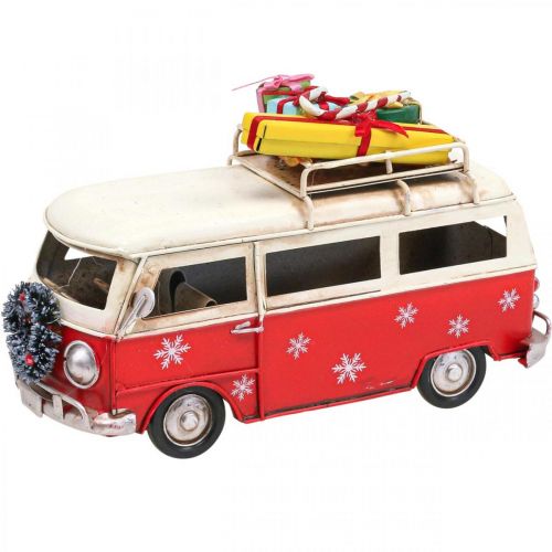 Floristik24 Christmas Decoration Car Christmas Bus Vintage Bus Red L17cm