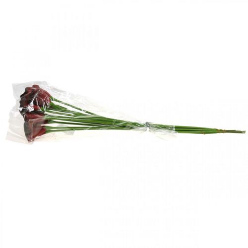 Product Calla Red burgundy artificial flowers in bunch 57cm 12 pcs