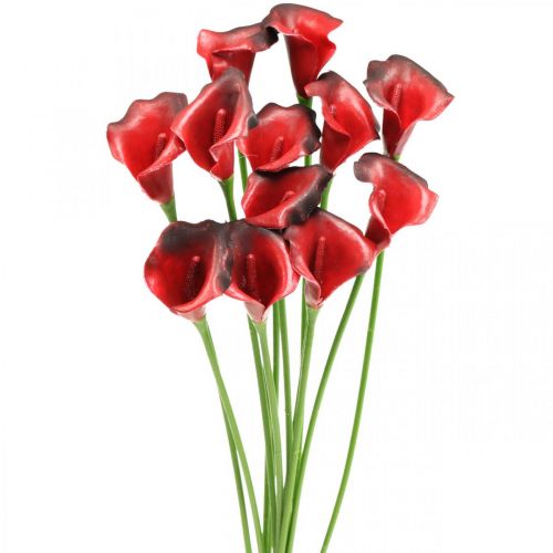 Calla red bordeaux artificial flowers in a bunch 57cm 12pcs