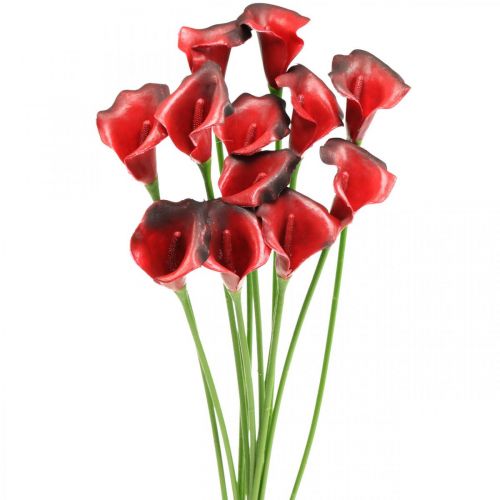 Floristik24 Calla Red burgundy artificial flowers in bunch 57cm 12 pcs