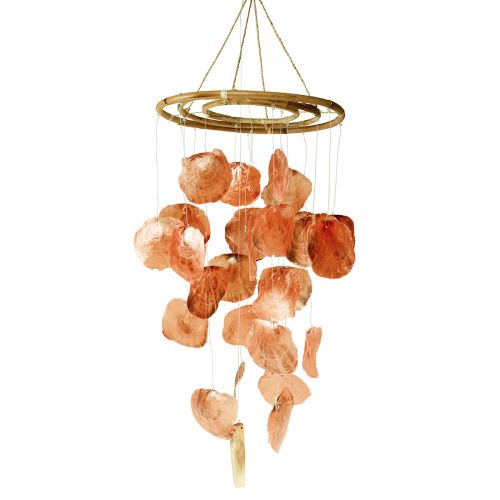 Capiz wind chime orange chime wood maritime 90cm