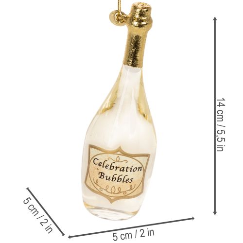 Champagne bottle and champagne glass pendant set, Christmas tree decoration, 14cm, 2 pieces | Floristik24.co.uk