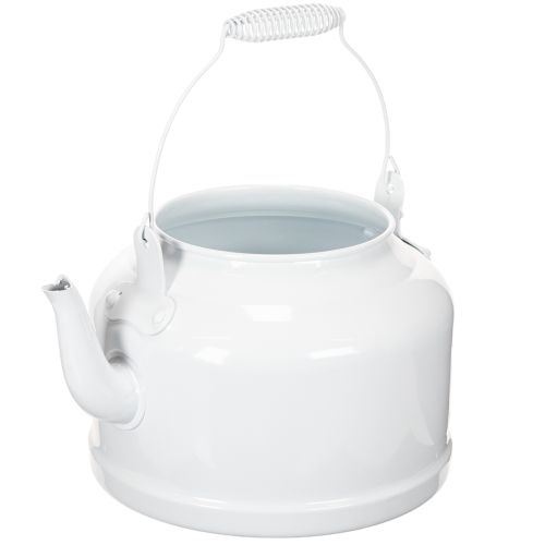Charming decorative teapot in white, metal planter in country style, vintage planter 27x20.5cm