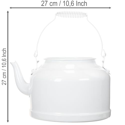 Charming decorative teapot in white, metal planter in country style, vintage planter 27x20.5cm | Floristik24.co.uk