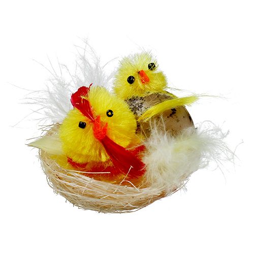 Chenille chicks in the nest yellow 5cm 4pcs