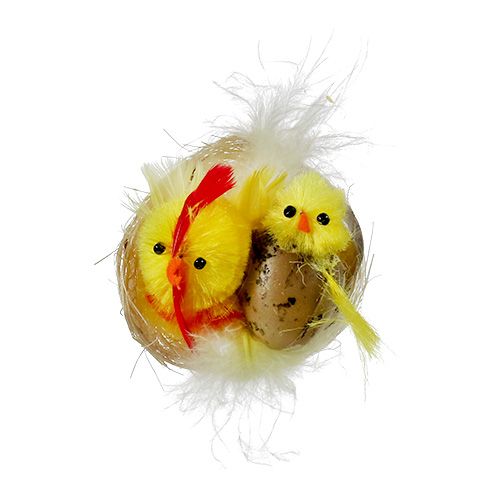 Floristik24 Chenille chicks in the nest yellow 5cm 4pcs