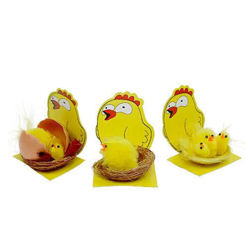 Floristik24 Chenille Chicks in Nest Mix Ø 5.5cm 3pcs