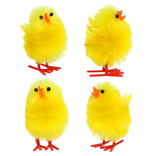 Floristik24 Chenille chick 4cm yellow 4pcs