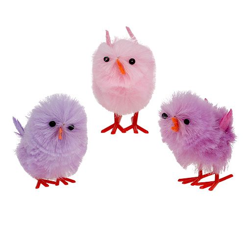 Floristik24 Chenille Chick Easter Chick Purple, Pink Spring Decoration 10pcs