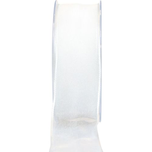 Floristik24 Chiffon ribbon organza ribbon decorative ribbon organza white 40mm 20m