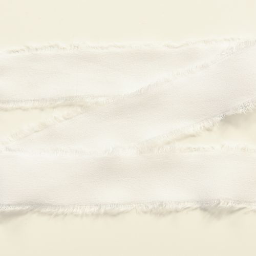 Product Chiffon ribbon white fabric ribbon with fringes 40mm 15m