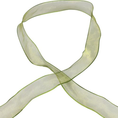 Product Chiffon ribbon organza ribbon decorative ribbon organza green 15mm 20m