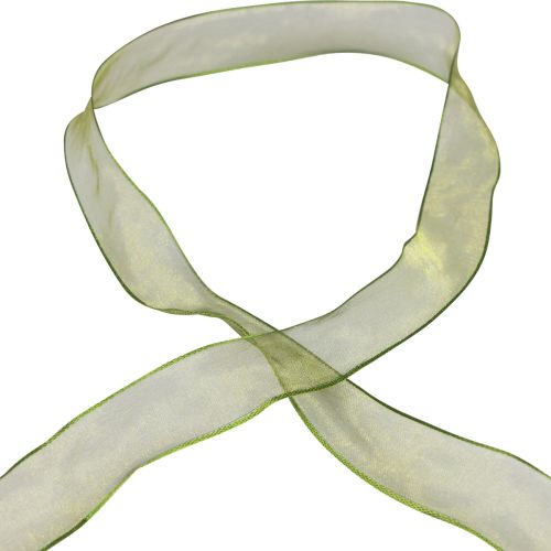 Product Chiffon ribbon organza ribbon decorative ribbon organza green 25mm 20m