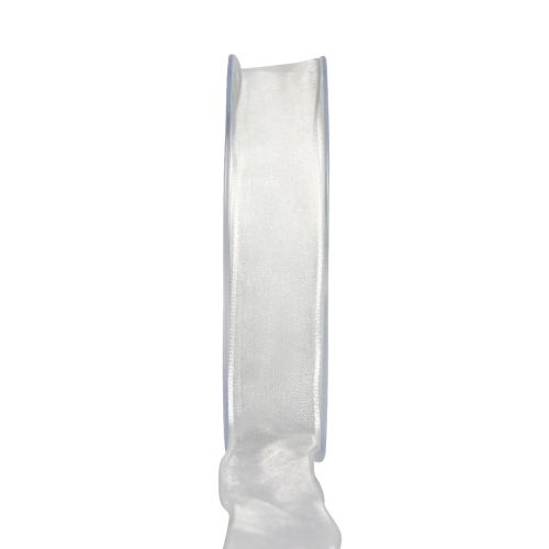 Floristik24 Chiffon ribbon organza ribbon decorative ribbon organza white 15mm 20m