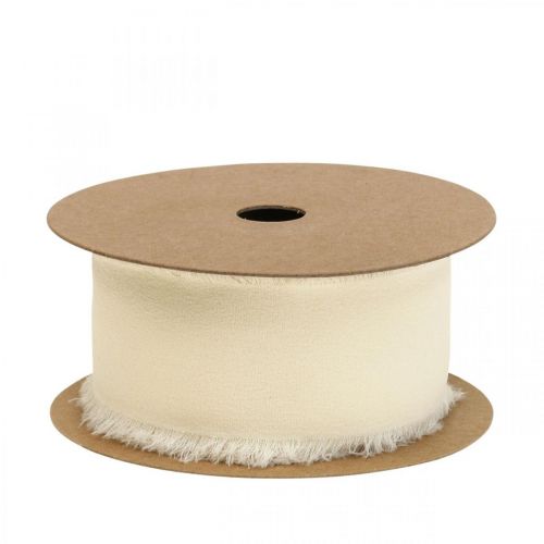Product Chiffon ribbon cream fabric ribbon with fringes 40mm 15m