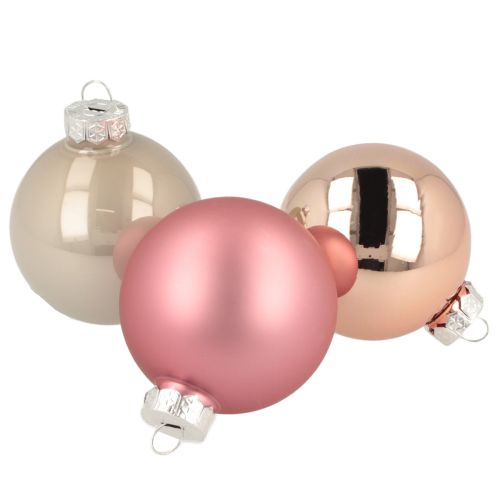 Christmas tree ball glass pink cream Ø60mm 24 pcs