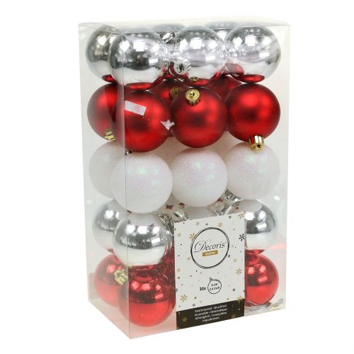 Product Christmas ball mix white, red, silver Ø5,5cm 30pcs