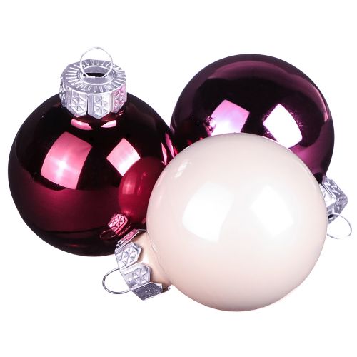 Christmas tree balls glass tree balls Berry Mix Ø5cm 24 pcs Berry Pink Beige cream shiny buy online | Floristik24.co.uk