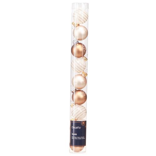 Product Christmas tree balls glass mini pearl white gold Ø3cm 9 pcs