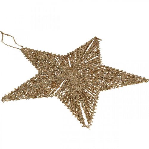 Product Christmas tree decoration, Advent decoration, star pendant Golden W30cm 4 pcs