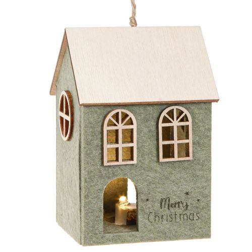 Floristik24 Christmas tree decoration felt house green H12.5cm 2 pcs
