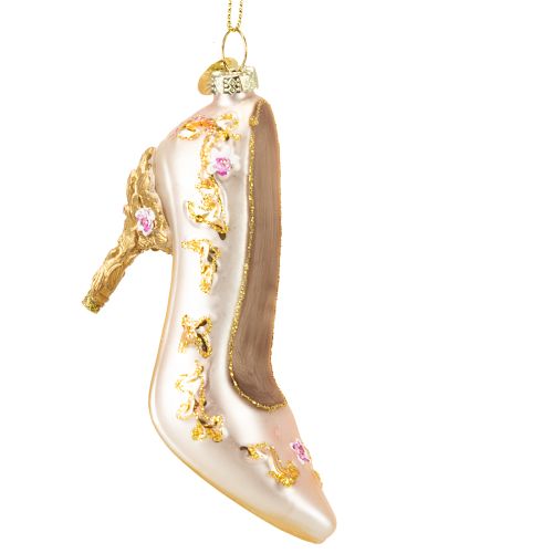 Floristik24 Christmas tree decoration glass shoes pink glass shoe 10cm 2pcs