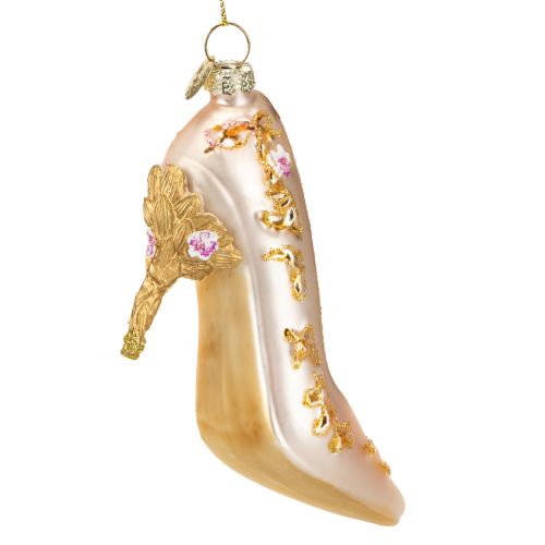 Floristik24 Christmas tree decoration glass shoes pink glass shoe 10cm 2pcs