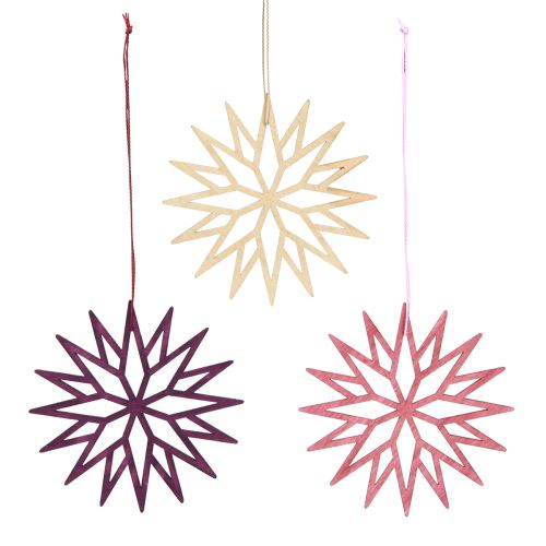 Christmas tree decoration wooden snowflake berry 10cm 12 pcs