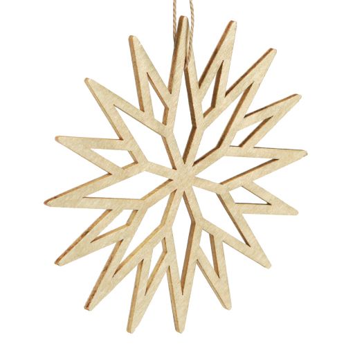 Product Christmas tree decoration wooden snowflake brown 10 cm 12 pieces
