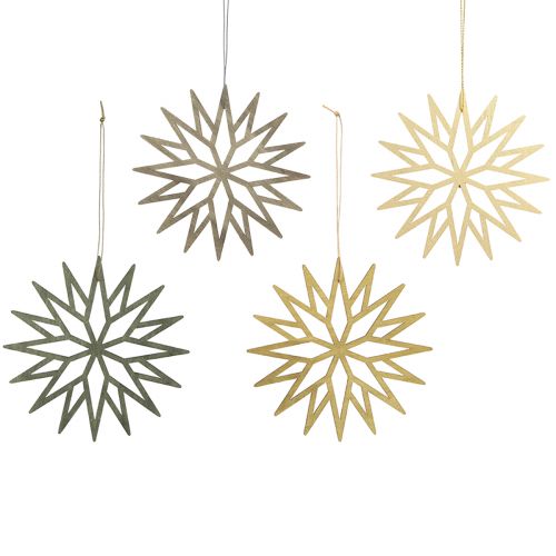 Christmas tree decoration snowflakes decoration wood green 15cm 8 pieces