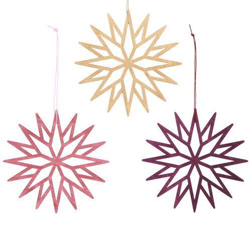 Christmas tree decoration snowflakes wooden decoration berry 15cm 8 pcs