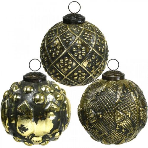 Floristik24 Vintage Christmas balls glass balls gold Ø9.5cm 6pcs