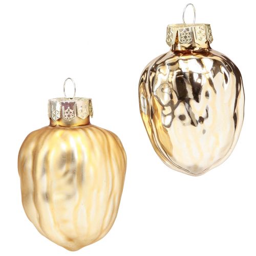 Christmas tree decorations Christmas gold walnut 3x6cm 6 pcs