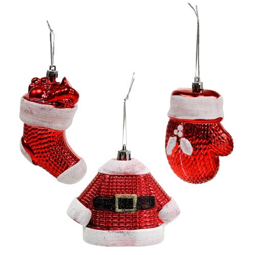 Floristik24 Christmas tree decorations red, white 3pcs