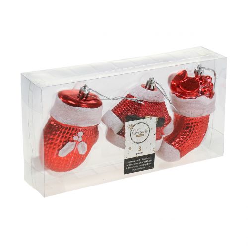 Floristik24 Christmas tree decorations red, white 3pcs