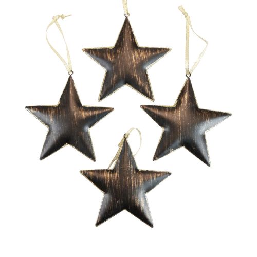 Product Christmas tree decoration star metal black gold Ø11cm 4 pieces
