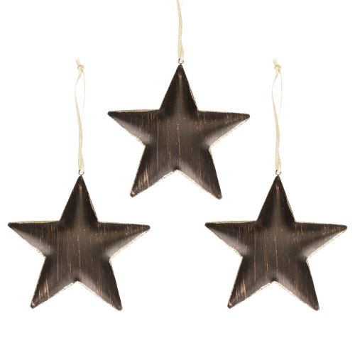 Product Christmas tree decoration star metal black gold Ø15cm 3 pieces