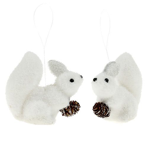 Floristik24 Christmas tree ornaments squirrel white 7cm 6pcs