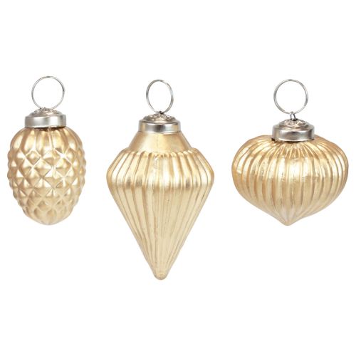 Floristik24 Christmas tree decorations glass gold decoration vintage Ø4–6cm set of 3