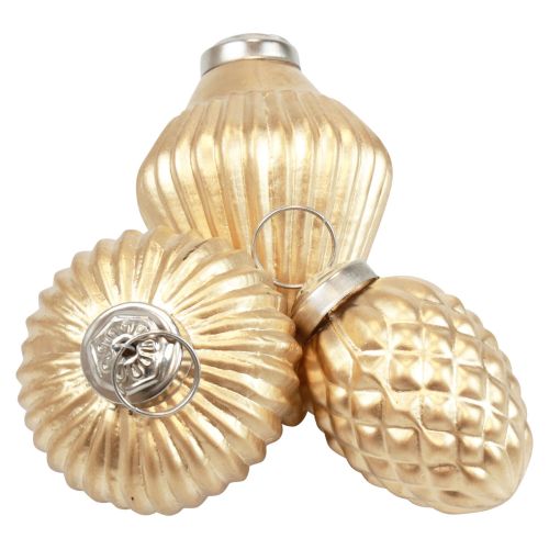 Floristik24 Christmas tree decorations glass gold decoration vintage Ø4–6cm set of 3