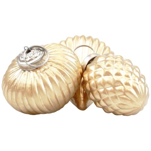 Floristik24 Christmas tree decorations glass gold decoration vintage Ø4–6cm set of 3