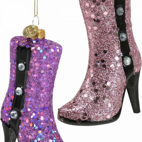 Christmas tree decorations glass stiletto boots high heels H10cm 2pcs