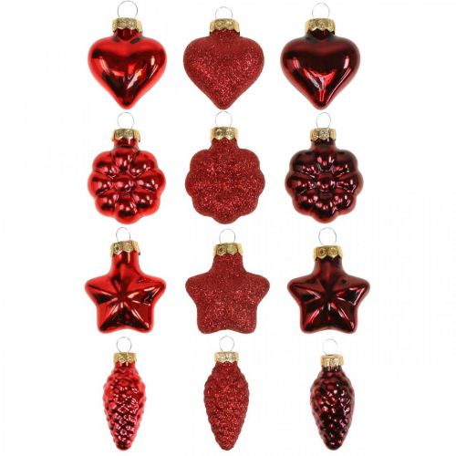 Floristik24 Christmas tree decorations glass Christmas tree decorations red 12 pieces