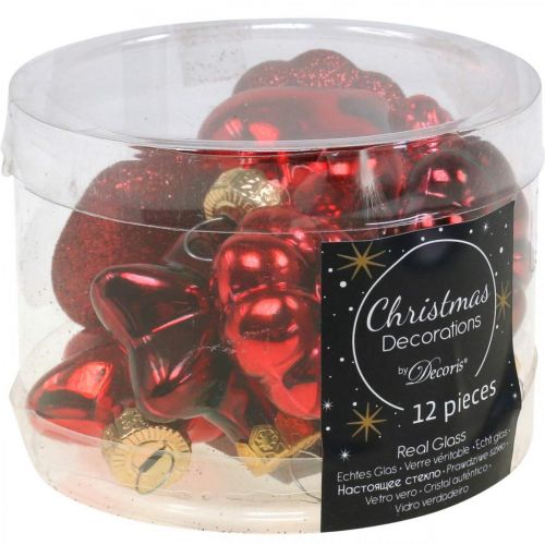 Floristik24 Christmas tree decorations glass Christmas tree decorations red 12 pieces