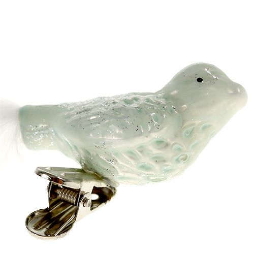 Floristik24 Christmas tree decorations glass bird on clip green sort. 4st