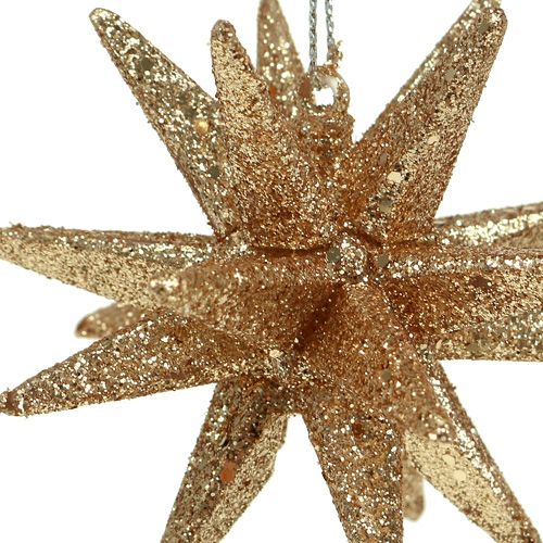 Product Christmas tree decorations glitter stars 7.5cm 8pcs gold