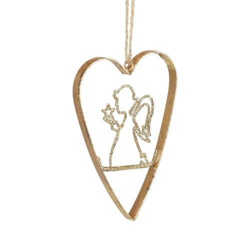 Product Christmas tree decorations heart metal hearts decoration golden 12cm 6pcs