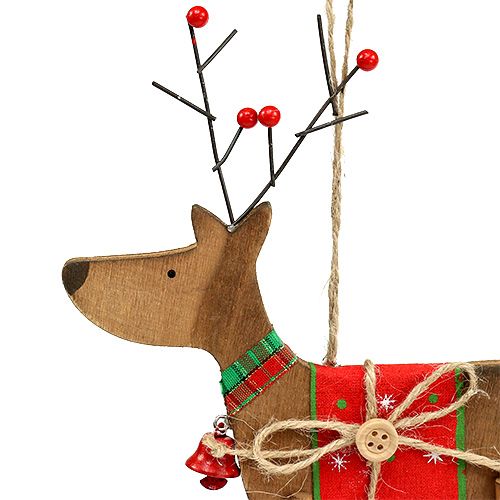 Product Christmas tree decoration wooden deer 14cm H22cm 3pcs